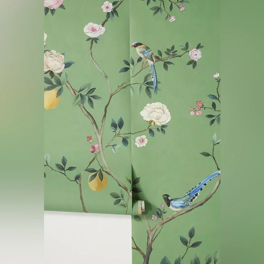 New Anthropologie Green Blossom Chinoiserie Wall Mural Wallpaper Art Judarn